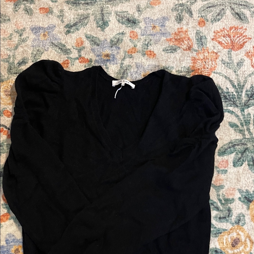 Frame cashmere sweater, ruched shoulder